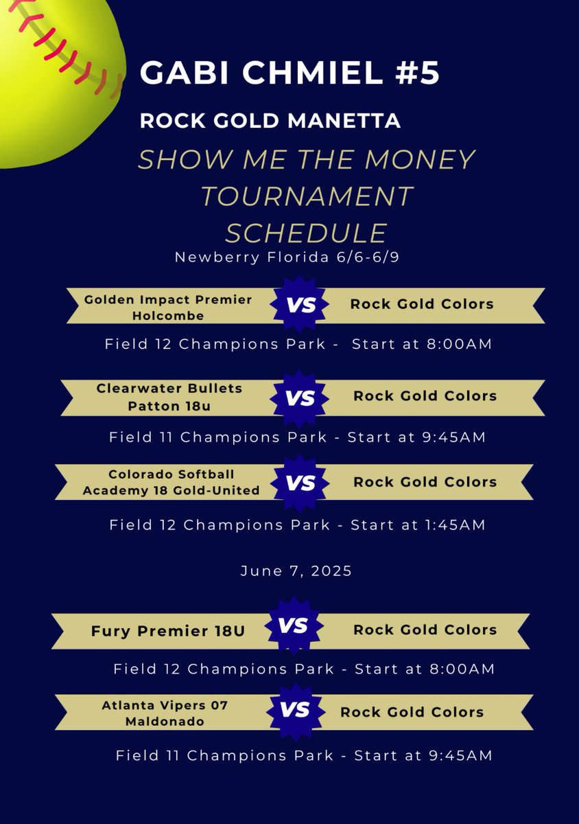 Gabi Chmiel (@gabichmiel2026) on Twitter photo Check us out this weekend at Show Me the Money 💸<a href="/RockGoldManetta/">Rock Gold Manetta</a> <a href="/SBCoachNavi/">Lisa Navas</a> <a href="/e_newellcoach/">Eric Newell</a> <a href="/CoachJordanSB/">Jordan Clark</a> <a href="/CoachBee9/">Mike Larabee</a> <a href="/MikeMeyersFIU/">Mike Meyers</a> <a href="/RadkeCortney/">Cortney Radke</a> <a href="/Coach_Alameda/">Lonni Alameda</a> <a href="/Pmurphy08/">Paige Murphy</a> <a href="/BethTorina/">Beth Torina</a> <a href="/worthington_eku/">JaneWorthington</a> <a href="/USFSoftball/">USF Softball</a> <a href="/UGACoachTony/">Tony Baldwin</a> <a href="/Coach_Ricketts/">Samantha Ricketts</a> <a href="/DukeCoachYoung/">Marissa Young</a> <a href="/Jamie_Trachsel/">Jamie Trachsel</a> Check us out this weekend at Show Me the Money 💸<a href="/RockGoldManetta/">Rock Gold Manetta</a> <a href="/SBCoachNavi/">Lisa Navas</a> <a href="/e_newellcoach/">Eric Newell</a> <a href="/CoachJordanSB/">Jordan Clark</a> <a href="/CoachBee9/">Mike Larabee</a> <a href="/MikeMeyersFIU/">Mike Meyers</a> <a href="/RadkeCortney/">Cortney Radke</a> <a href="/Coach_Alameda/">Lonni Alameda</a> <a href="/Pmurphy08/">Paige Murphy</a> <a href="/BethTorina/">Beth Torina</a> <a href="/worthington_eku/">JaneWorthington</a> <a href="/USFSoftball/">USF Softball</a> <a href="/UGACoachTony/">Tony Baldwin</a> <a href="/Coach_Ricketts/">Samantha Ricketts</a> <a href="/DukeCoachYoung/">Marissa Young</a> <a href="/Jamie_Trachsel/">Jamie Trachsel</a>