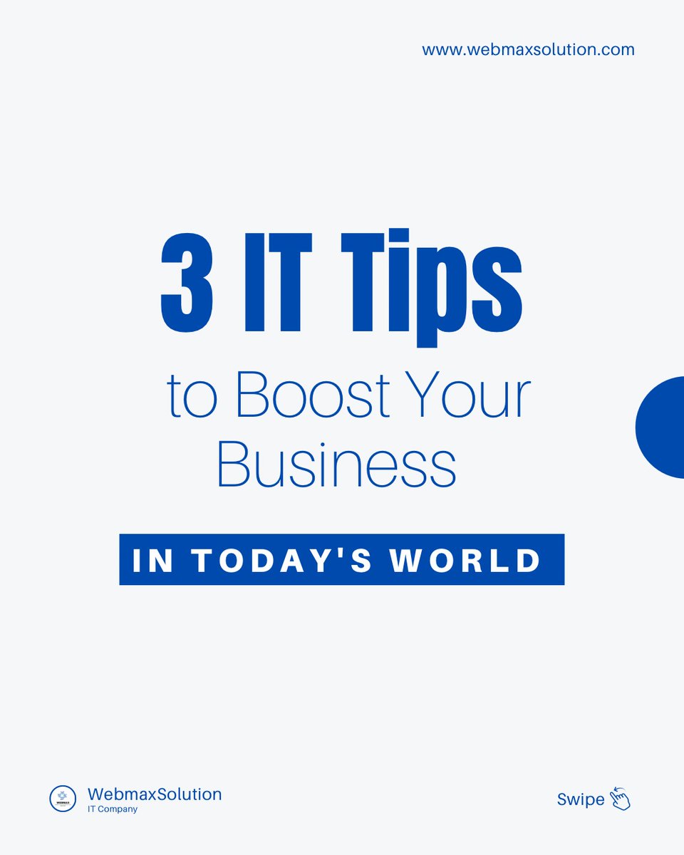 SolutionWe81133's tweet image. 3 Tips to Boost Your Business! 📈
 
Leverage IT, embrace digital marketing &amp;amp; stay data-driven! 
 
#WebmaxSolutions #WebmaxSuccess