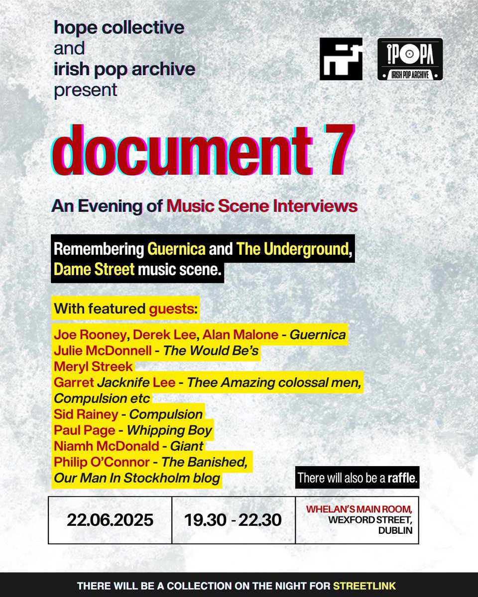Julie will be chatting at this event in <a href="/whelanslive/">Whelan's</a> on June 22nd, remembering the iconic Underground venue. Brilliant line-up of guests on the night.