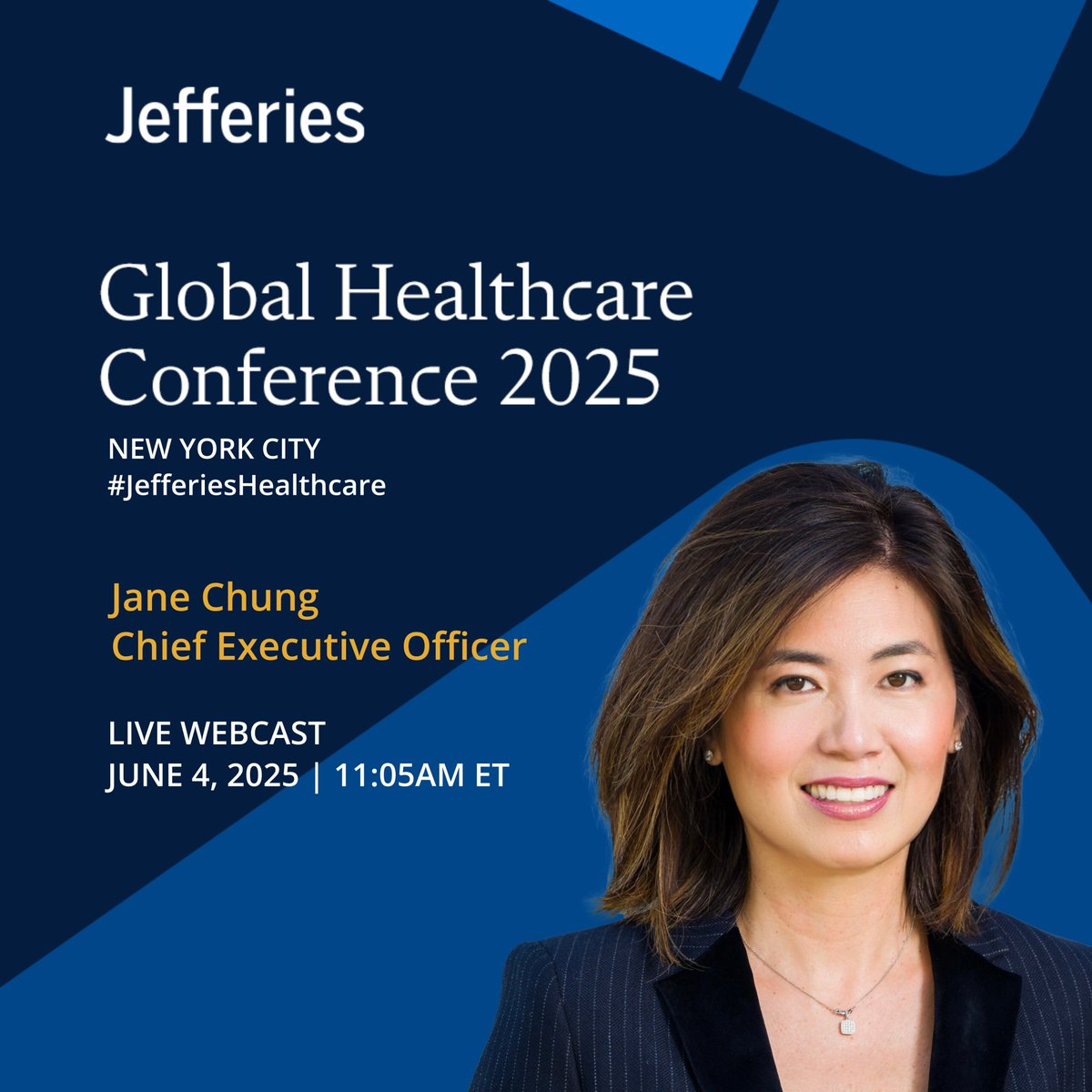 Pleased to announce, Jane Chung, Chief Executive Officer, will participate at the <a href="/Jefferies/">Jefferies</a> Global Healthcare Conference on June 4th at 11:05AM ET.  
🔗 Click the link to register and join the live webcast: wsw.com/webcast/jeff31…

#JefferiesHealthcare #SutroBio $STRO