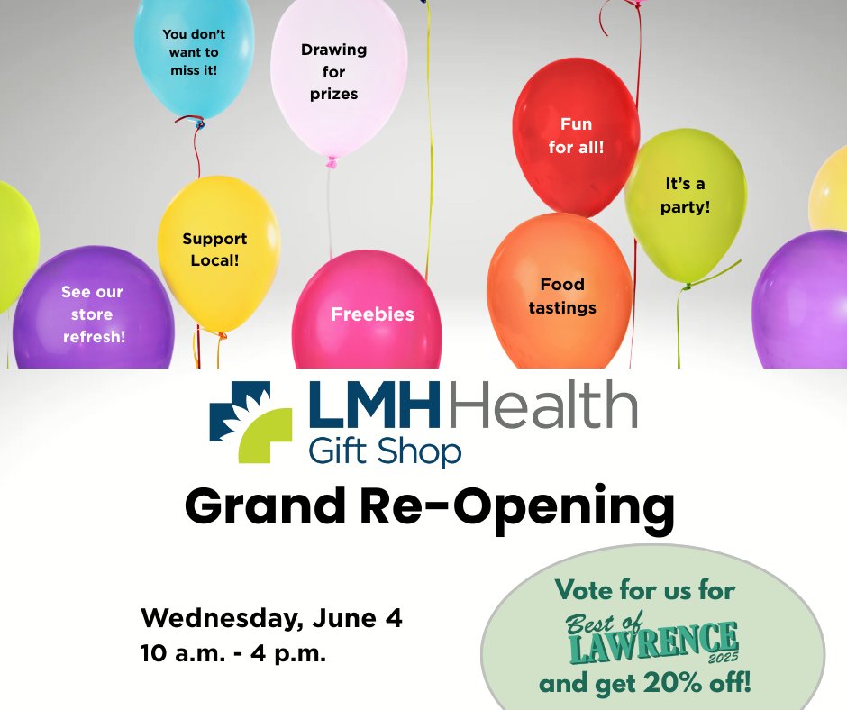 We've been busy at work updating the Gift Shop &amp; we're sharing it with you! Join us tomorrow from 10 a.m.-4 p.m. to take a peek. We'll have freebies, food tastings &amp; drawings for prizes. Don't forget to vote for us in the Best of Lawrence &amp; get 20% off your purchase, too. 😎