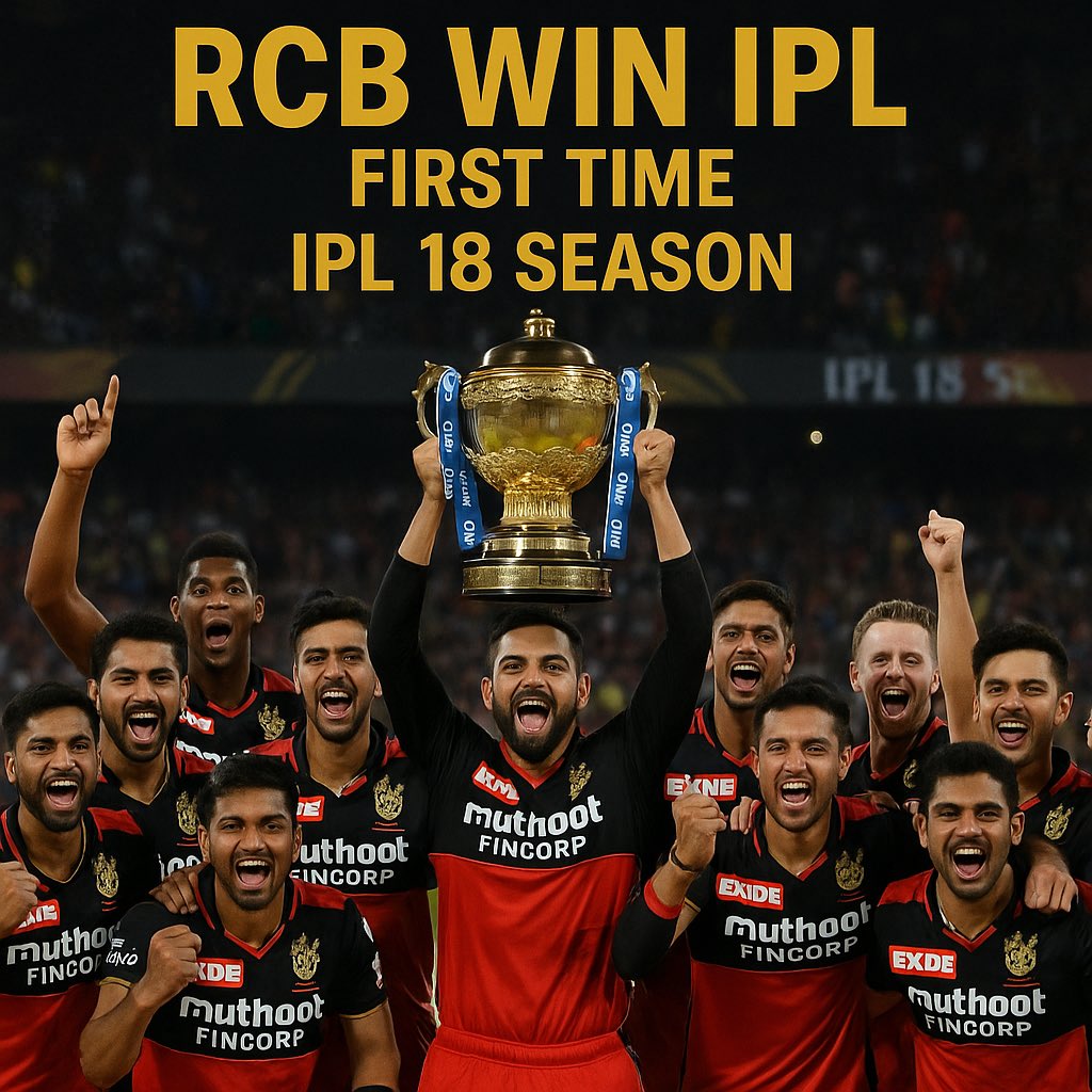 PradhanPooja's tweet photo. 🏆 CHAMPIONS AT LAST! 🏆 After 18 seasons of passion, heartbreak, and belief — RCB lifts the IPL trophy for the FIRST TIME! 🔴⚫ History made. Legacy sealed. #RCB #PlayBold #RCBChamps #IPL18 #RCBWin #CricketHistory
📸: Swipe to relive the iconic moment! https://t.co/DFwsl3sEqN