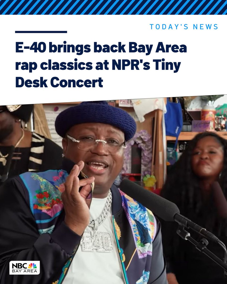 Bay Area rap legend <a href="/E40/">E40 Mogul Entrepreneur</a> featured on NPR’s Tiny Desk Concert series.

Here’s what he performed: nbcbay.com/nPHhsj6