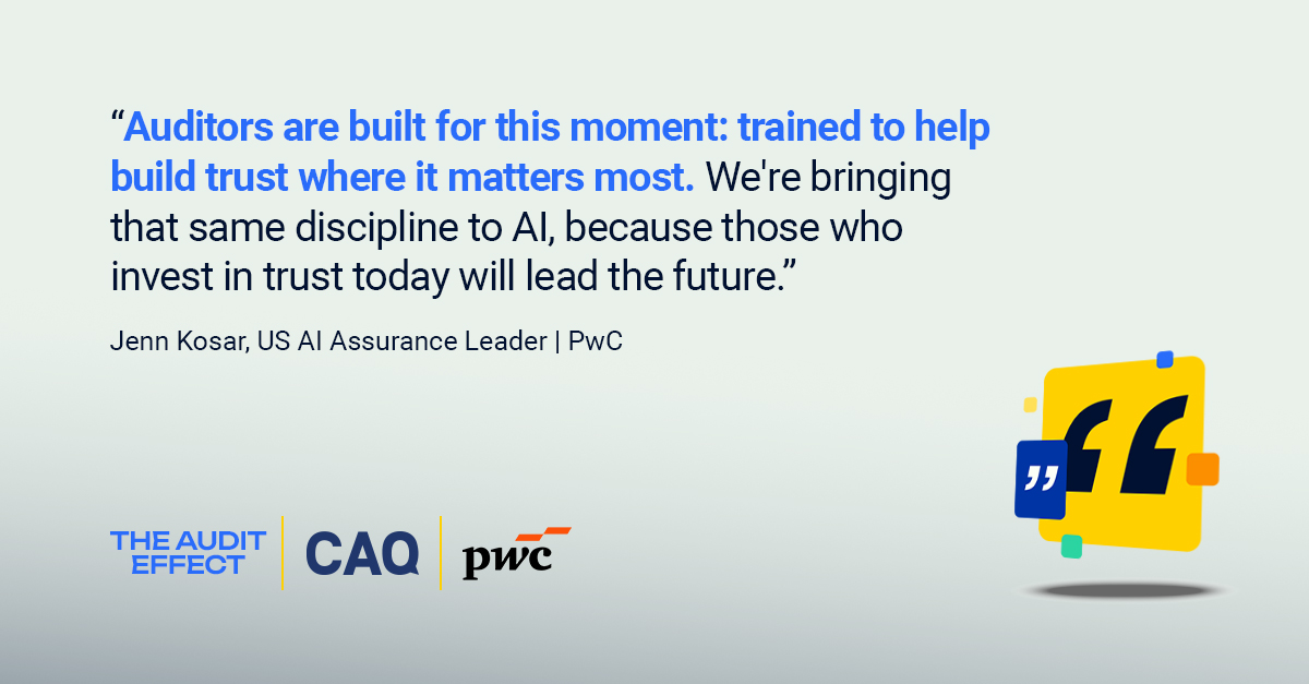 TheCAQ's tweet photo. As more financial reporting organizations integrate #GenAI into their workstream, @PwC is applying audit discipline to #AI assurance, supporting transparency and building trust for this emerging technology.
Discover more with the #AuditEffect: https://t.co/587wGp1d9J https://t.co/745atv62iV