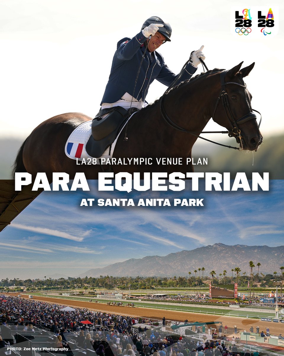 LA28 (@la28) on Twitter photo Trotting to triumph at Santa Anita Park. 🏇
Para Equestrian at the 2028 Games will put horsepower on full display against the stunning backdrop of the San Gabriel Mountains from Arcadia's historic Santa Anita Park.
<a href="/Paralympics/">Paralympic Games</a> | <a href="/FEI_Global/">The FEI</a> | <a href="/santaanitapark/">Santa Anita Park</a> Trotting to triumph at Santa Anita Park. 🏇
Para Equestrian at the 2028 Games will put horsepower on full display against the stunning backdrop of the San Gabriel Mountains from Arcadia's historic Santa Anita Park.
<a href="/Paralympics/">Paralympic Games</a> | <a href="/FEI_Global/">The FEI</a> | <a href="/santaanitapark/">Santa Anita Park</a>