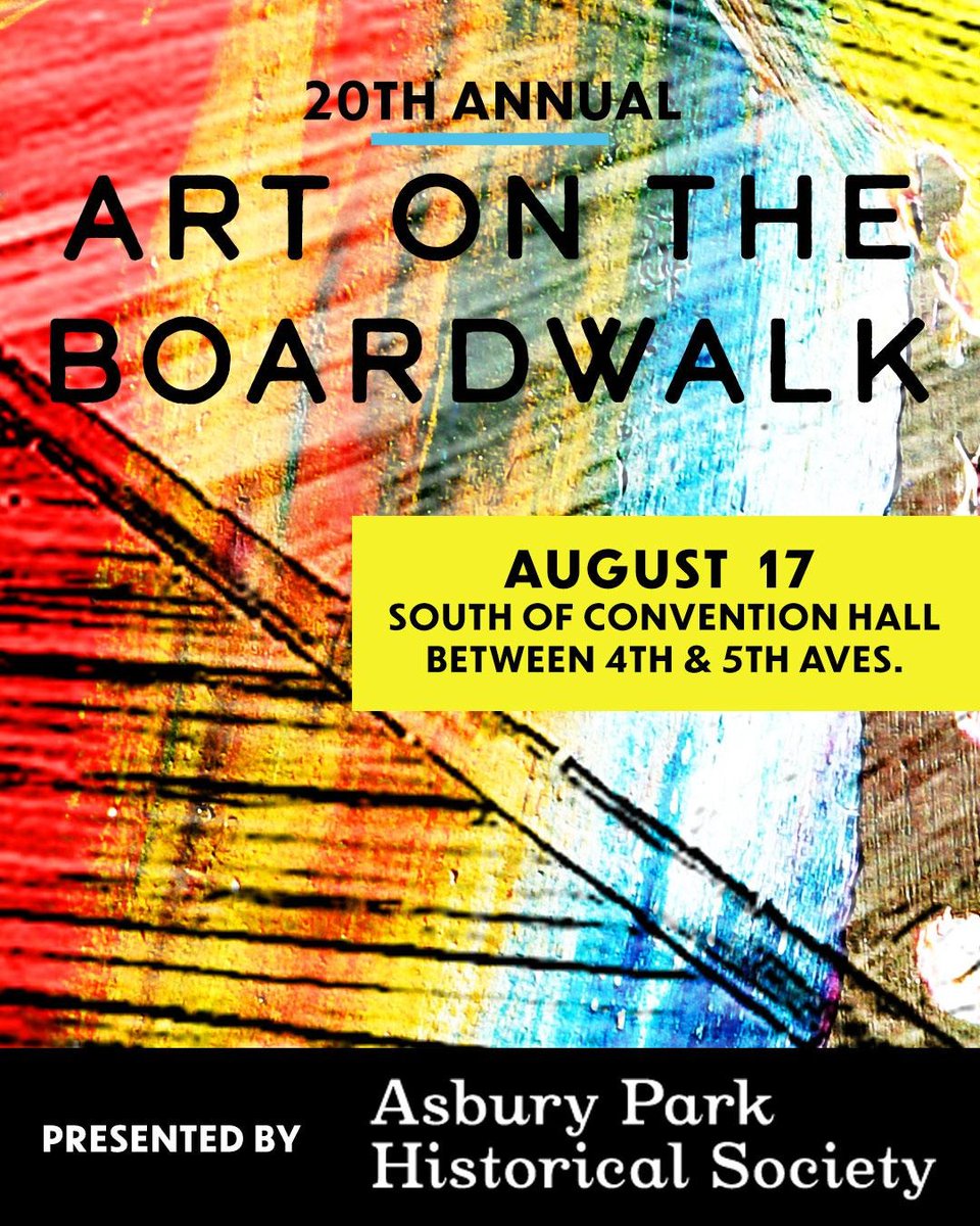 Celebrate 20 Years of Creativity on the Asbury Park Boardwalk! Join us on Sunday, August 17, 2025, from 9 AM to 5 PM for the 20th Annual Art on the Boardwalk, honoring the legacy of founding artist Ray Sternesky. Registration and more info: bit.ly/4mLBGR8.