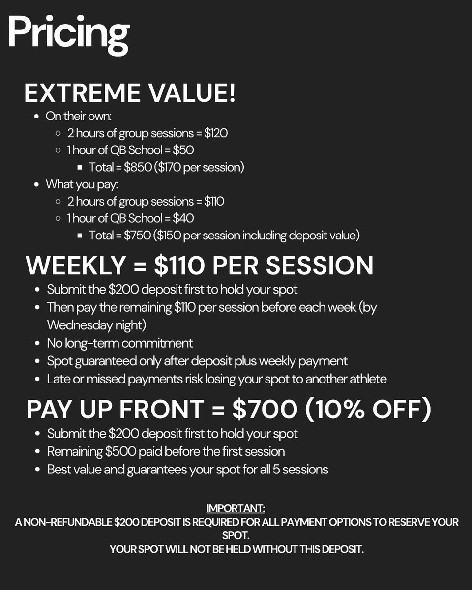 This summer at Texas QB Lab: The full QB experience! 10 hours of on-field sessions &amp; 5 hours in the classroom. Brought to you at a significant discount. Spots are limited and filling up!

All sessions taking place at Athlete Cypress &amp; Health Sports Facility!