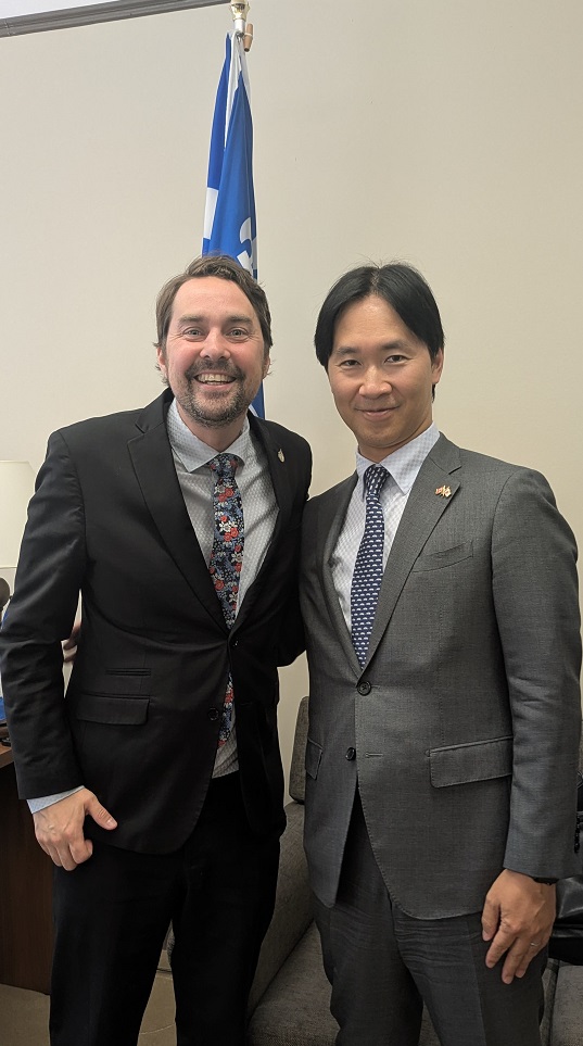 JapaninCanada's tweet photo. Merci beaucoup pour votre soutien continu, @seblemire. Vos témoignages nous ont permis de mieux comprendre le Québec et le Canada et de resserrer nos liens 🇨🇦🇯🇵. Nous espérons que vous continuerez sur cette lancée ! - Ministre Shugo TANAKA https://t.co/0ZWjlSKSE6