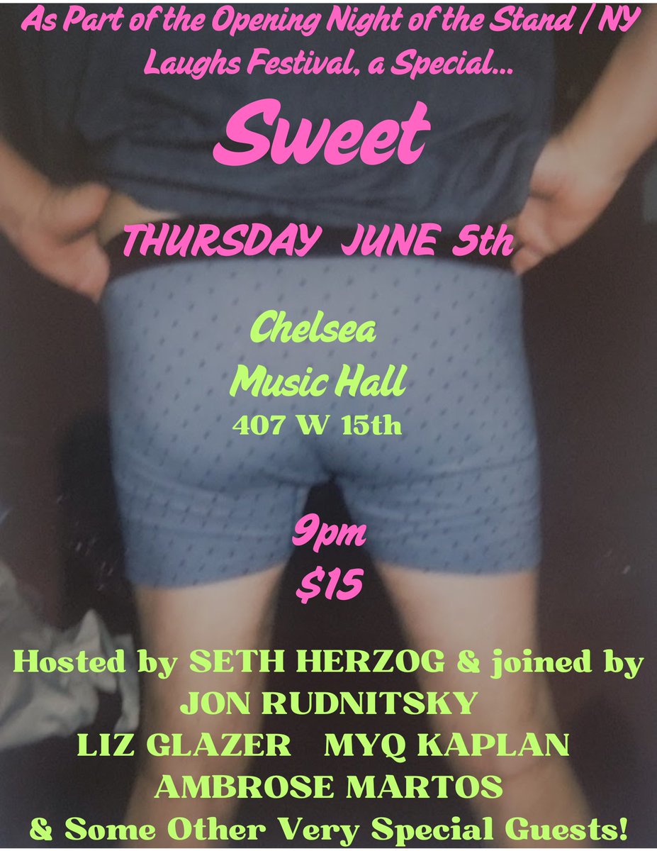 Seth Herzog (@thezog) on Twitter photo THIS THURSDAY! Yes, we are doing a special Sweet this week 6/5 as part of the Opening Night of the <a href="/NYLaughsFest/">NY Laughs Fest</a>. It will be a great night w/ some Sweet favorites! Crank up your text chain with your friends and come down for an unmissable NY Night! Tickets>bit.ly/3Hlcv7G THIS THURSDAY! Yes, we are doing a special Sweet this week 6/5 as part of the Opening Night of the <a href="/NYLaughsFest/">NY Laughs Fest</a>. It will be a great night w/ some Sweet favorites! Crank up your text chain with your friends and come down for an unmissable NY Night! Tickets>bit.ly/3Hlcv7G