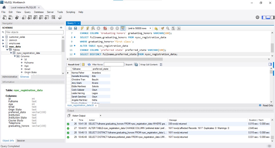 MightyAbdboss's tweet image. Day 2 Report – 30-Day SQL Challenge: Completed Basic SELECT Queries! 📌 Mastered extracting specific info, filtering records, and removing duplicates. Consistency is key! 💪 Keep practicing, Let's keep learning together! 🚀 #SQLwithfunmi #SQLChallenge #LearnSQLTogether