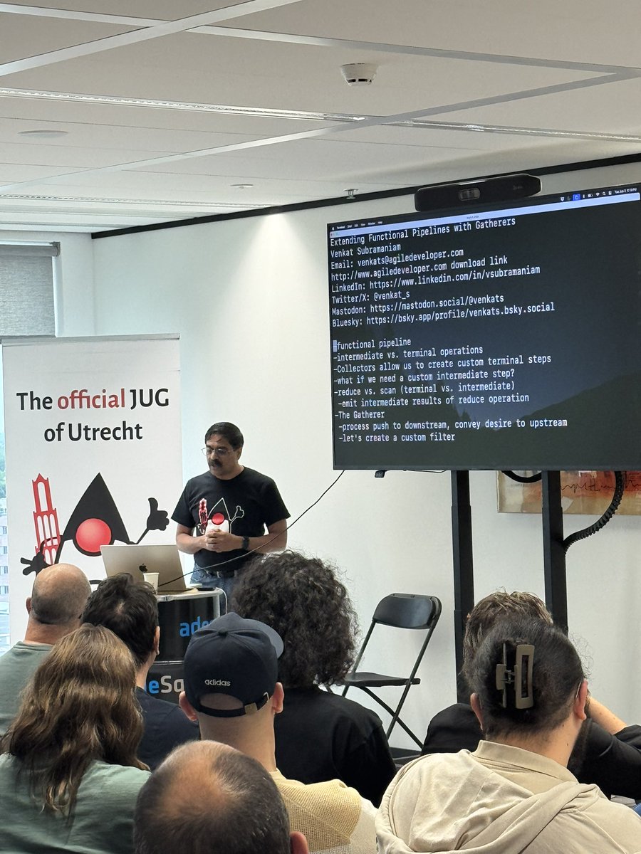 Seva Brekelov #stopwar (@brekelov) on Twitter photo Great evening java meetup with <a href="/gAmUssA/">Viktor Gamov 🌟</a> and <a href="/venkat_s/">Venkat Subramaniam</a> . Thanks to <a href="/utrechtjug/">Utrecht Java User Group</a> ! Great evening java meetup with <a href="/gAmUssA/">Viktor Gamov 🌟</a> and <a href="/venkat_s/">Venkat Subramaniam</a> . Thanks to <a href="/utrechtjug/">Utrecht Java User Group</a> !
