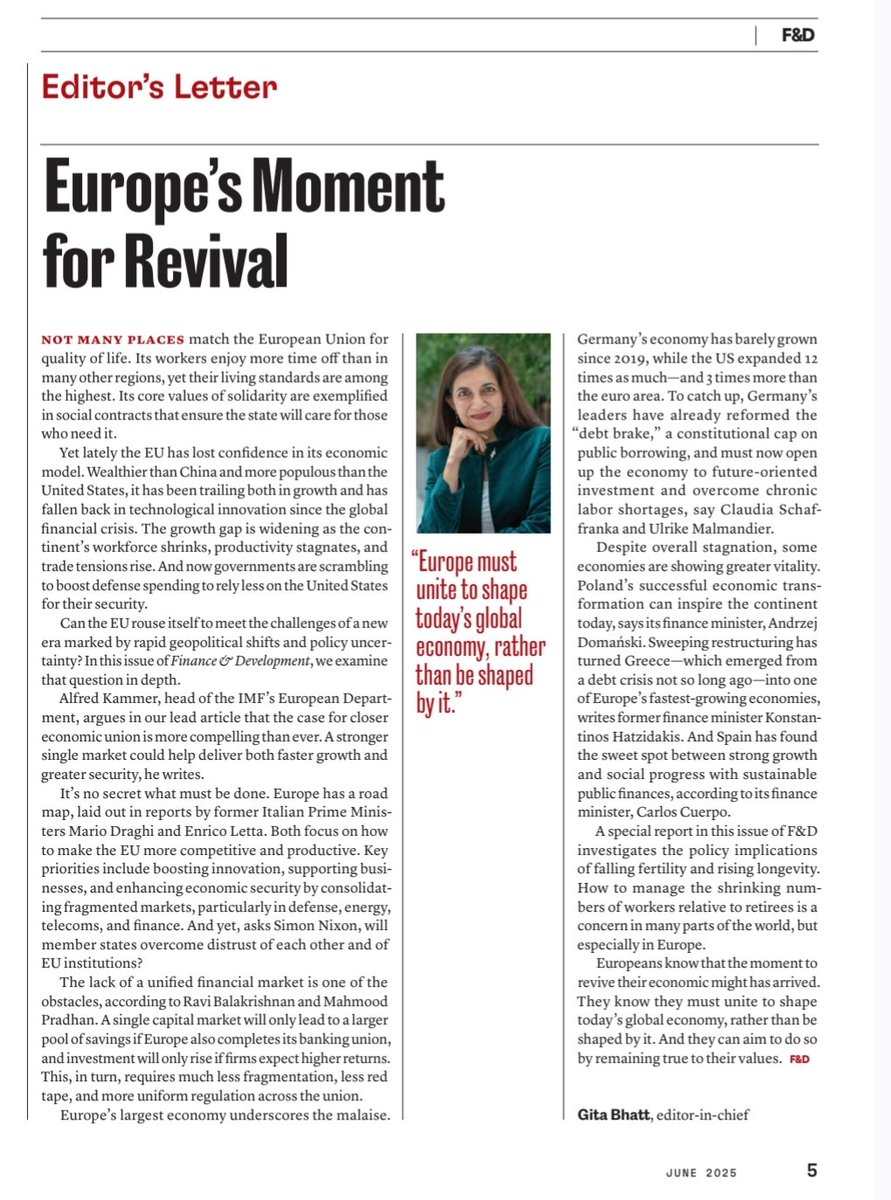 IMF, Avrupa bölgesi için uyarı ve tavsiye niteliğinde bir yazı kaleme almış

"Güçlü nüfus ve zenginliğe rağmen, ekonomik modele olan güven, büyümede yavaşlama, üretkenlikte durgunluk, inovasyonda geri kalma ve çalışan nüfusun daralması ile azaldı.

Şimdi, ülkeler güvenlik için