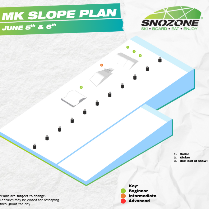 Here is this week's park plan for Snozone Milton Keynes - See you on the slopes!