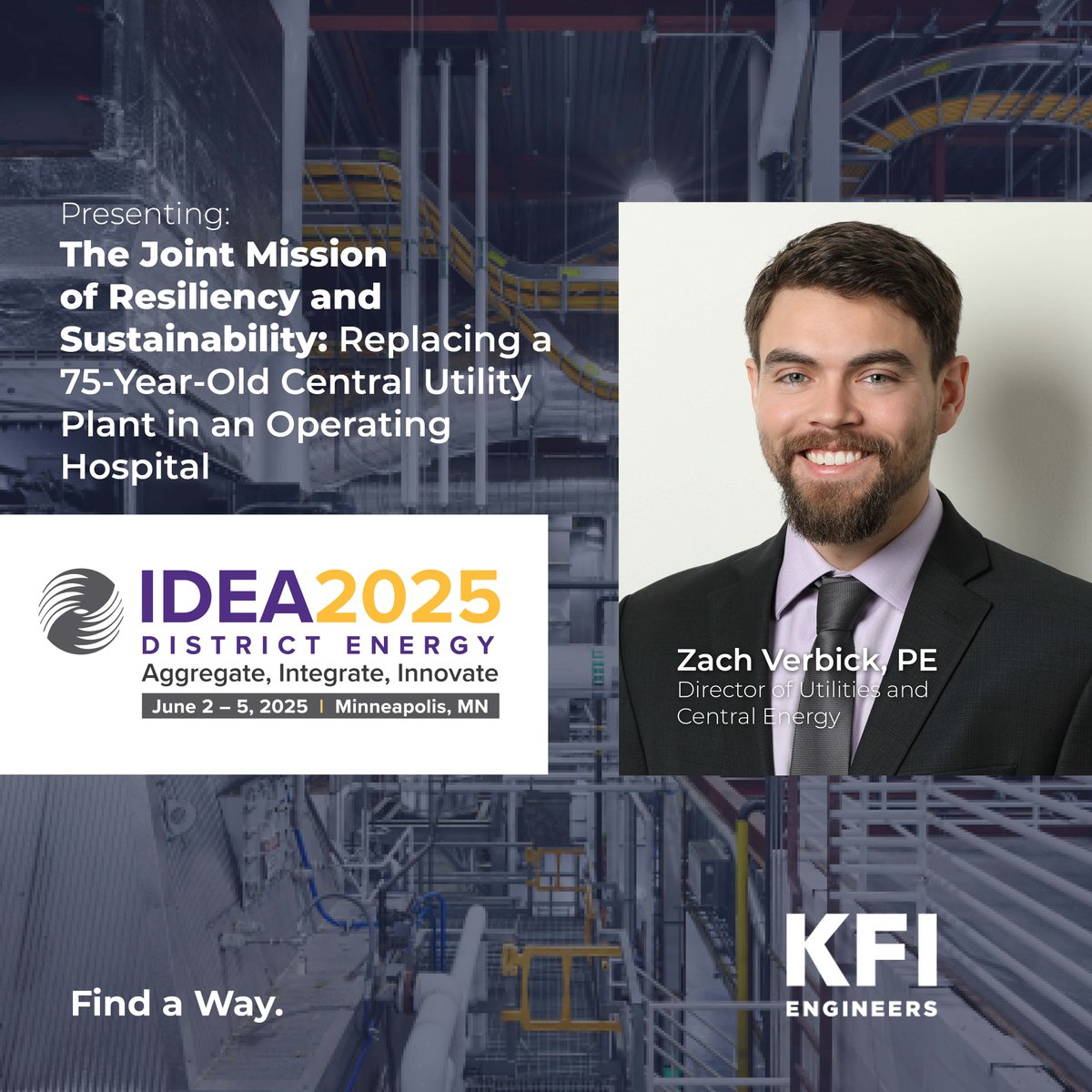 #IDEA2025 attendees! Don't miss KFI's Zach Verbick, alongside Allina Health's Steven Waderich, present tomorrow on The Joint Mission of Resiliency and Sustainability!

#KFIEngineers #FindaWay #DistrictEnergy #EnergyTransition