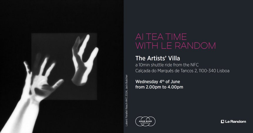 Le Random (@lerandomart) on Twitter photo Tomorrow: ๐ซ at the <a href="/arabbankCH/">Arab Bank Switzerland</a> Artistsโ Villa during <a href="/NFCsummit/">NFC SUMMIT - LISBON - JUNE 4-6 2025</a> 2โ4 PM
Mingling and a chat on AI in art practices today with
Emily Xie <a href="/emilyxxie/">Emily Xie</a> & Feileacan Kirkbride McCormick <a href="/entangledlight/">Feileacan Kirkbride McCormick</a> moderated by our Peter Bauman <a href="/monkantony_tez/">Monk Antony</a> Tomorrow: ๐ซ at the <a href="/arabbankCH/">Arab Bank Switzerland</a> Artistsโ Villa during <a href="/NFCsummit/">NFC SUMMIT - LISBON - JUNE 4-6 2025</a> 2โ4 PM
Mingling and a chat on AI in art practices today with
Emily Xie <a href="/emilyxxie/">Emily Xie</a> & Feileacan Kirkbride McCormick <a href="/entangledlight/">Feileacan Kirkbride McCormick</a> moderated by our Peter Bauman <a href="/monkantony_tez/">Monk Antony</a>