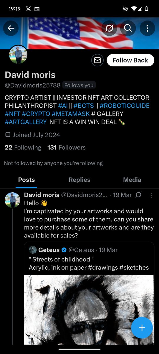 Don't fall for the scam my artist friends 

Stay vigilant. 

Don't do DMs with these people and certainly don't click any links they send you. In particular if they say they want a meeting online and send you a calendar link, teams etc. 

Not worth it. 
Also... Use a ledger!