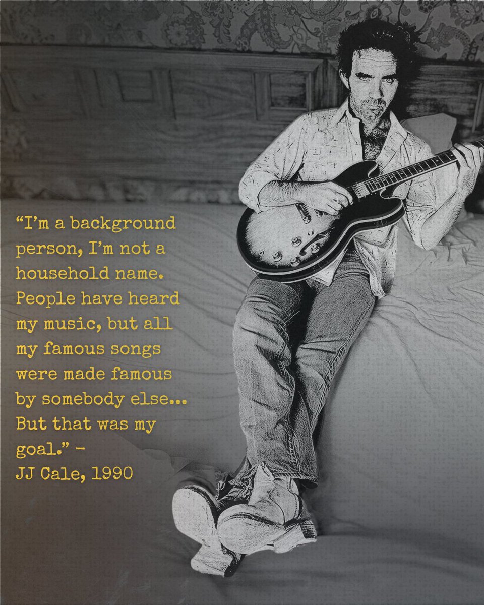 JJCaleOfficial's tweet image. With songs like “After Midnight” and “Cocaine” made famous by @EricClapton, “Call Me the Breeze” made famous by @Skynyrd, “Clyde” made famous by Waylon Jennings, and “Magnolia” made famous by @JohnMayer, JJ Cale has become a household artist without becoming a household name. His…