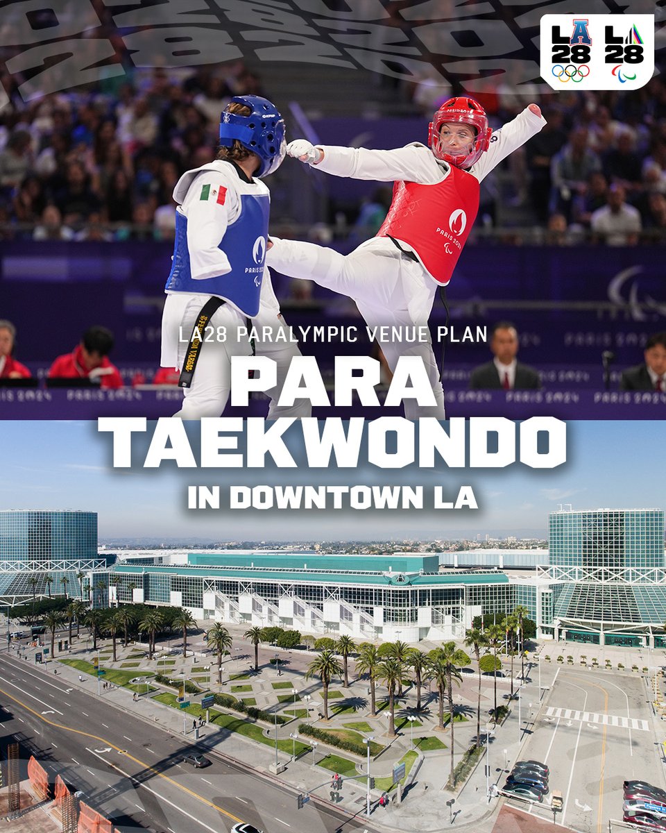 LA28 (@la28) on Twitter photo Kicking it in Downtown LA! 💥
The octagonal mat will find its Paralympic home at the Convention Center in Downtown Los Angeles for the LA28 Para Taekwondo competition.
<a href="/Paralympics/">Paralympic Games</a> | <a href="/worldtaekwondo/">World Taekwondo</a> | <a href="/ConventionLA/">LA Convention Center</a> Kicking it in Downtown LA! 💥
The octagonal mat will find its Paralympic home at the Convention Center in Downtown Los Angeles for the LA28 Para Taekwondo competition.
<a href="/Paralympics/">Paralympic Games</a> | <a href="/worldtaekwondo/">World Taekwondo</a> | <a href="/ConventionLA/">LA Convention Center</a>