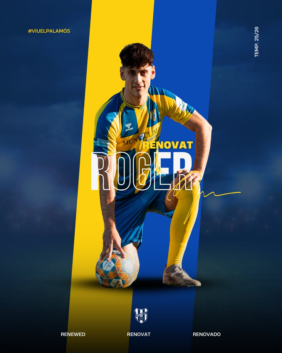 FORTU, 𝗥𝗘𝗡𝗢𝗩𝗔𝗧 ♻️

⚽ Roger Fortuny continua apostant pel projecte del degà i vestirà la samarreta del Palamós CF per segon any consecutiu. 

✨ Talent, entrega i compromís al servei de l’equip. Estem segurs que aquesta serà la teva temporada.