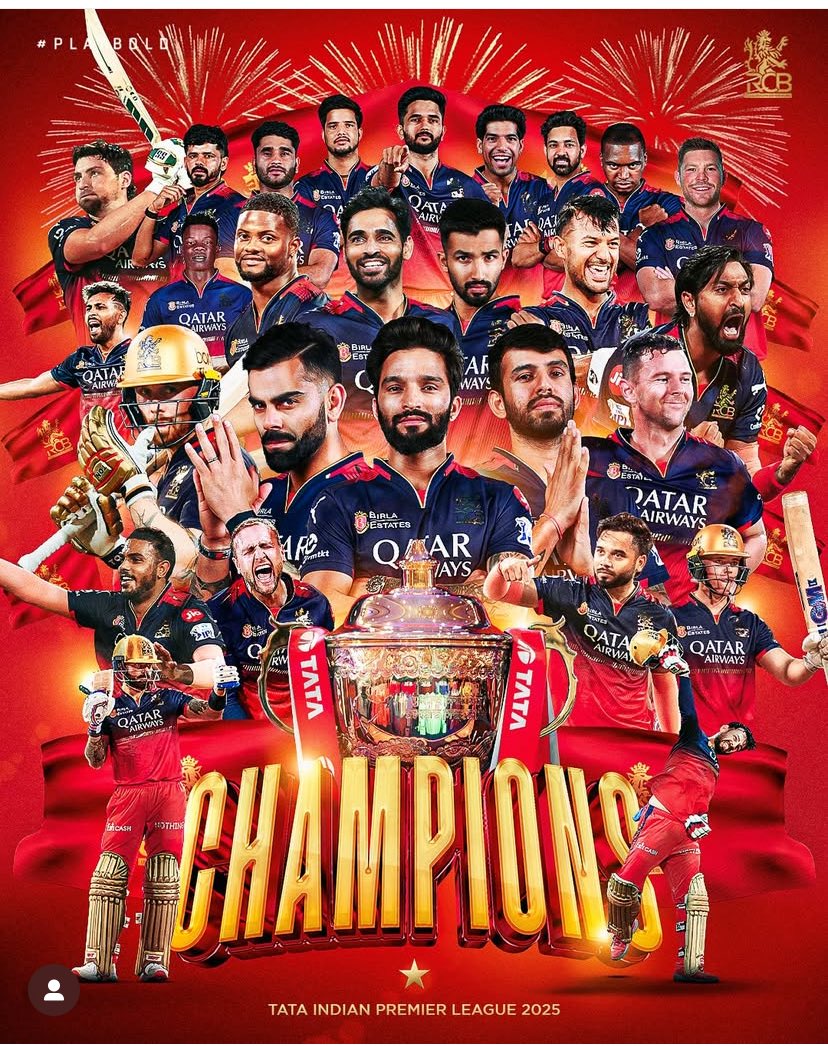 RCB wins the #IPL finally in the 18th season. What an emotional experience for the millions of fans who waited for so long. It’s just unbelievable to see the madness of fans across Bengaluru, Karnataka, India and all over the world!

Congratulations #RCB!

The wait is finally
