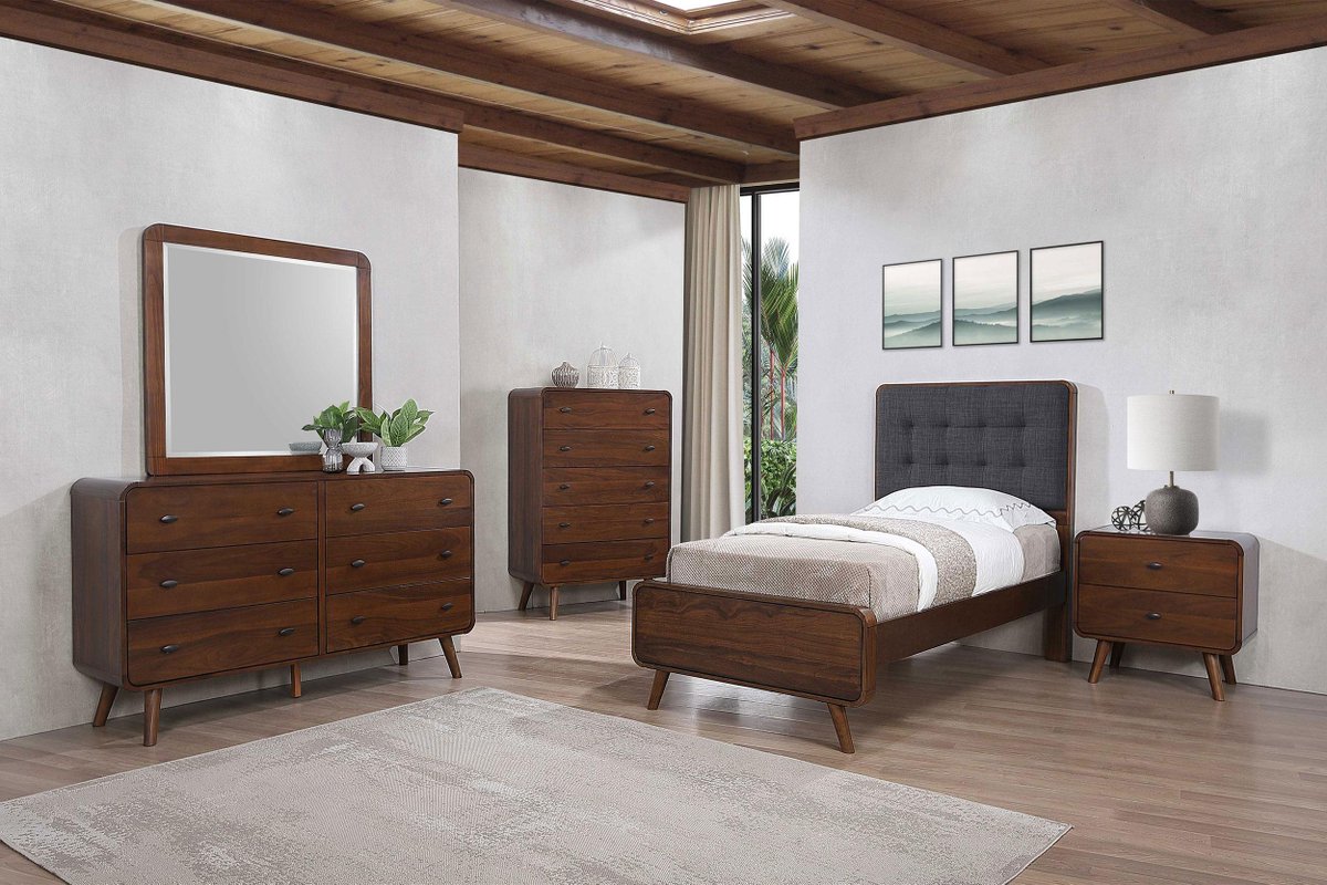 Maximize style in a smaller space ✨ This twin-sized mid-century modern bedroom set offers a perfect blend of retro charm and practical convenience. #TwinBedroom #ModernRetreat #SmallSpaceStyle

Item # 205131T-S5

Use the store locator to find a Coaster dealer near you. ✨