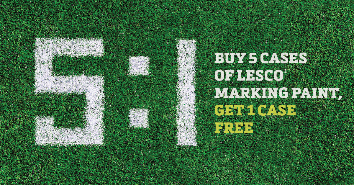More paint. More savings. From now until June 30, when you buy 5 cases of LESCO® marking paint, you’ll get 1 case free.
 
Drop into your local Kansas, Missouri, or Nebraska SiteOne branch: siteone.com/en/store-finder
