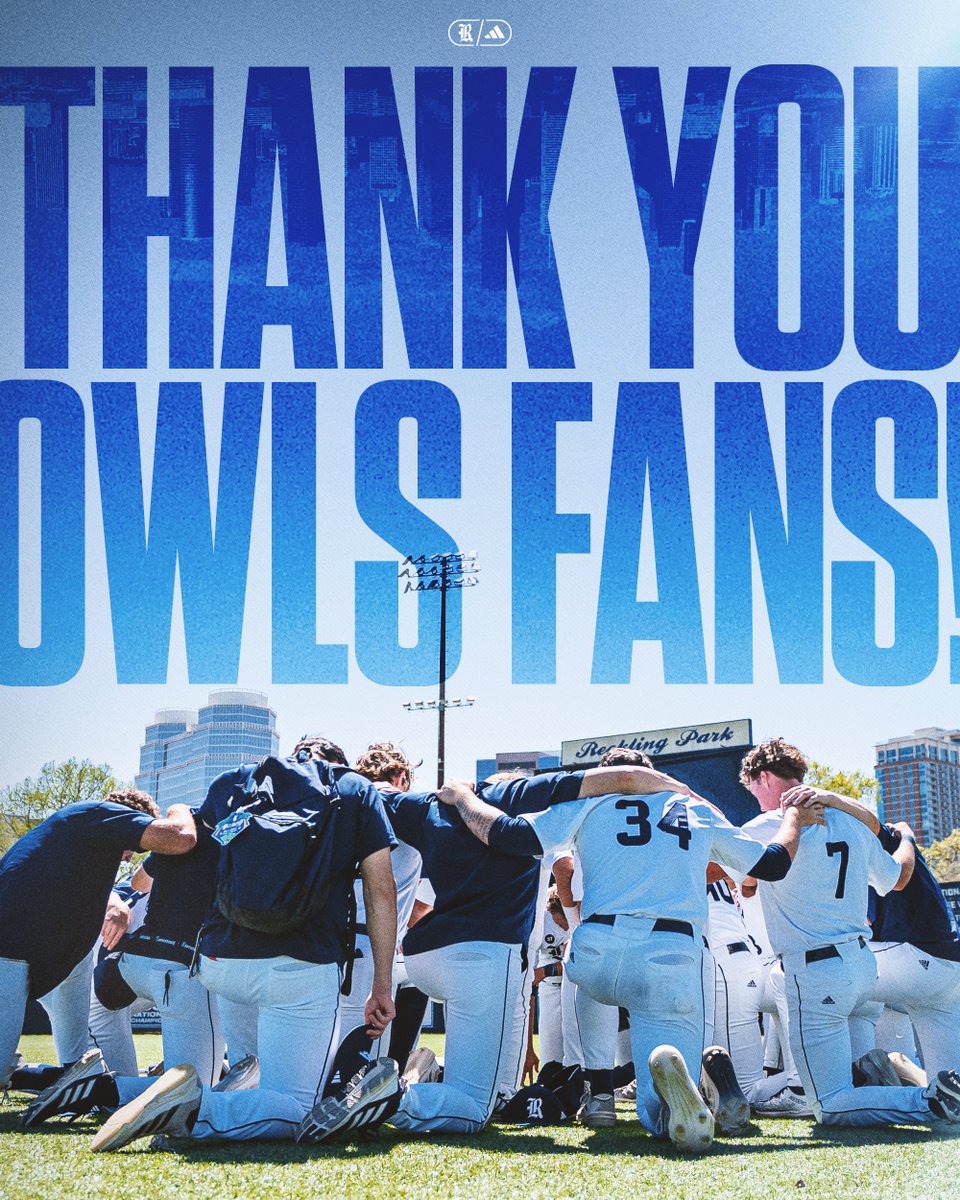 RiceBaseball's tweet image. A battle tested season, hats off to the Rice Owls faithful, thank you!
#GoOwls👐