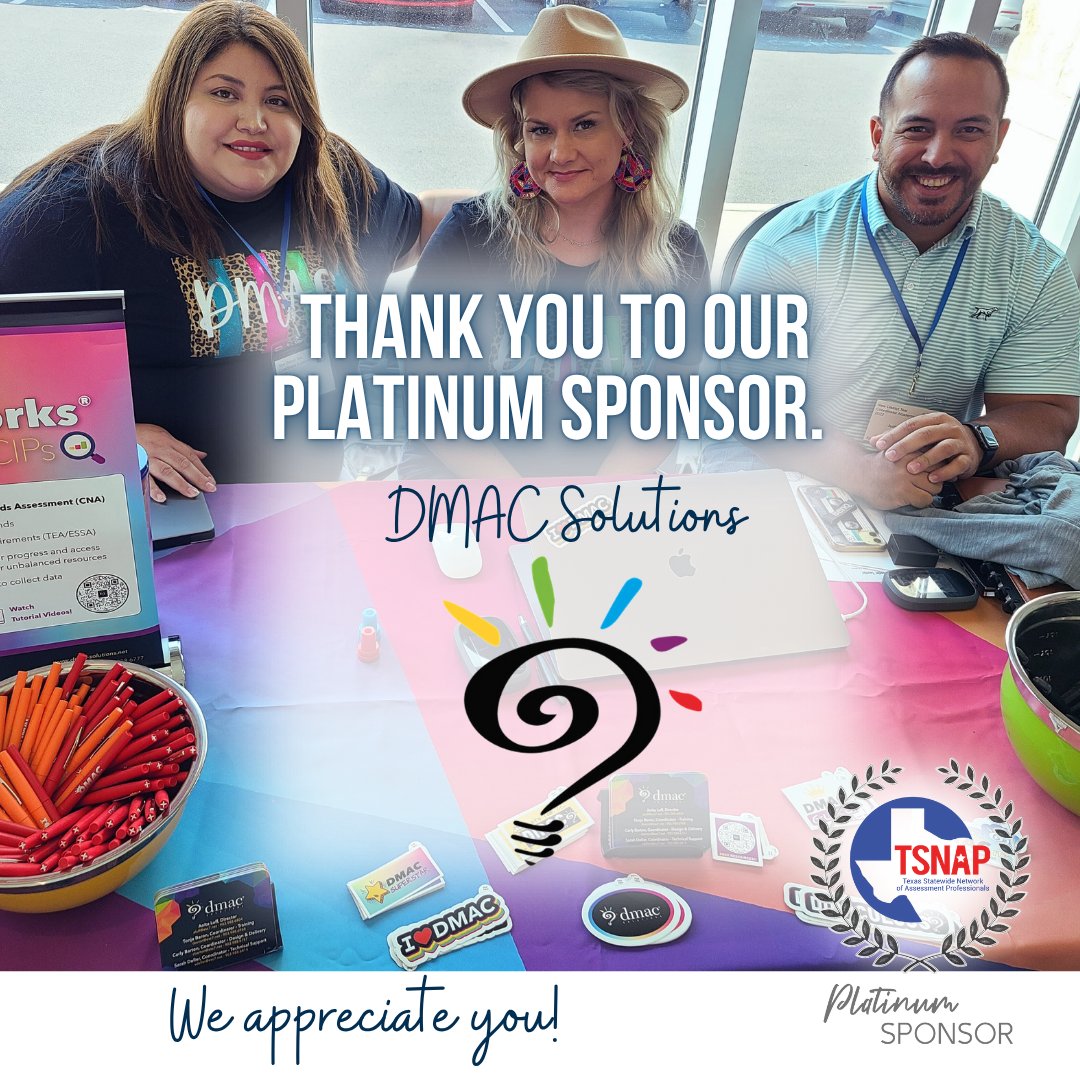 The TSNAP Board of Directors thanks DMAC for their generous support and commitment to our organization and its members. Thank you, DMAC! Learn more about DMAC and other sponsors at tsnap.org/sponsors #growlearnsupport