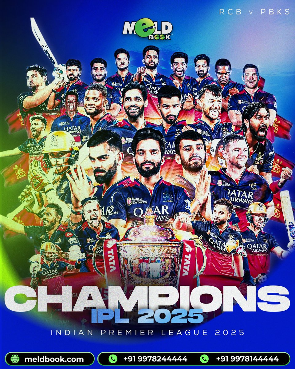 meldbook55's tweet photo. "Ee Sala Cup Namdu"
        RCB ❤️🏆

🌐 https://t.co/o66A3ks3Vw

Bonus💸
10% Joining
5% on Every Deposit
5% Referral

#1 Gaming Platform! 💰

Get ID Now! 🆔

👉🏻 https://t.co/0oCb8iD2iJ
👉🏻 https://t.co/6RxSVoPPkE

#meldbook #cricket #IPL2025 https://t.co/xP1Oxf8tUn