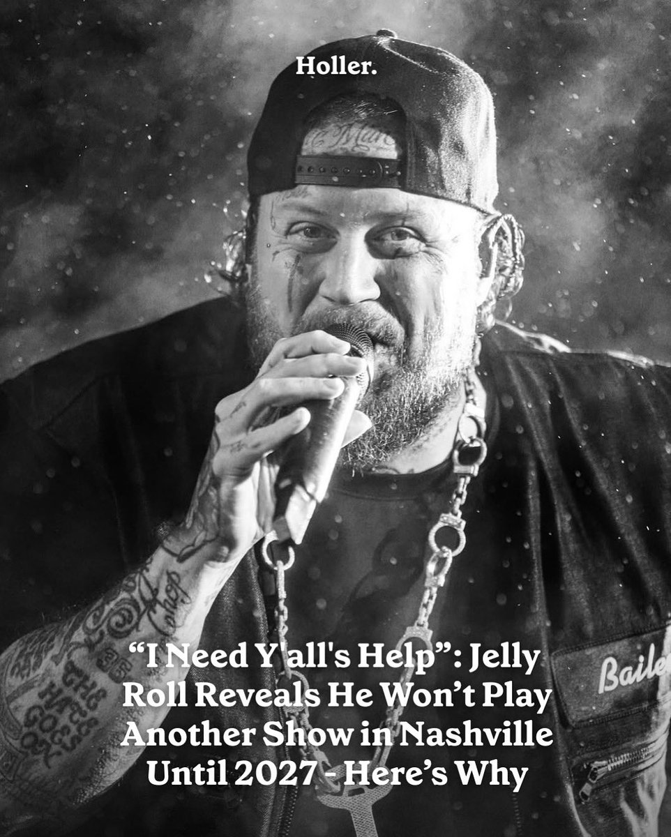 Holler (@hollercountry) on Twitter photo During his recent performance at the <a href="/MusicCityRodeo_/">Music City Rodeo</a> in Nashville, <a href="/JellyRoll615/">Jelly Roll</a> made a surprising announcement to the packed-out crowd, revealing he will be pencilling in another show in his beloved hometown until 2027. 🏟️
Find Out Why: holler.country/news/breaking/… During his recent performance at the <a href="/MusicCityRodeo_/">Music City Rodeo</a> in Nashville, <a href="/JellyRoll615/">Jelly Roll</a> made a surprising announcement to the packed-out crowd, revealing he will be pencilling in another show in his beloved hometown until 2027. 🏟️
Find Out Why: holler.country/news/breaking/…