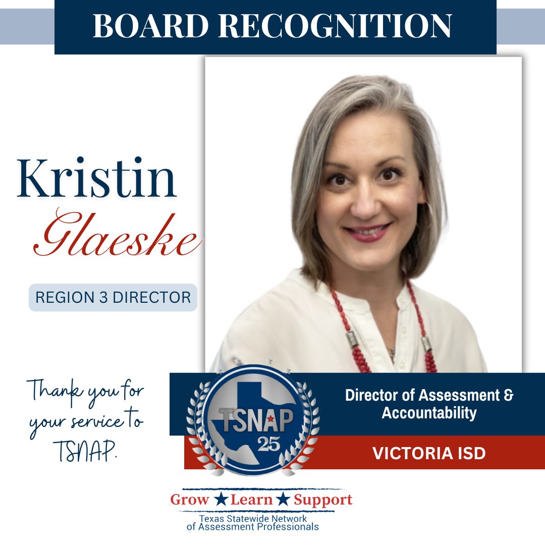 Today, we acknowledge the hard work and dedication of Kristin Glaeske, serving as Regional Director for Region 3 on the TSNAP Board of Directors. Thank you for all that you do for our TSNAP members. #growlearnsupport