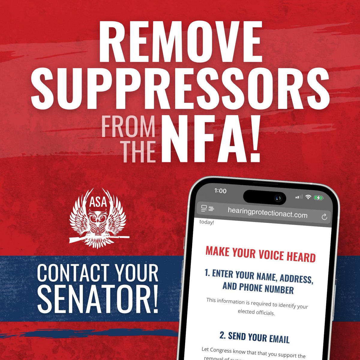 The fight to remove suppressors from the NFA is far from over, and it’s going to take all of suppressor nation pushing to GET. IT. DONE.

Let your senator know you want Section 2 of the Hearing Protection Act in the One, Big, Beautiful Bill!

👉 HearingProtectionAct.com  👈