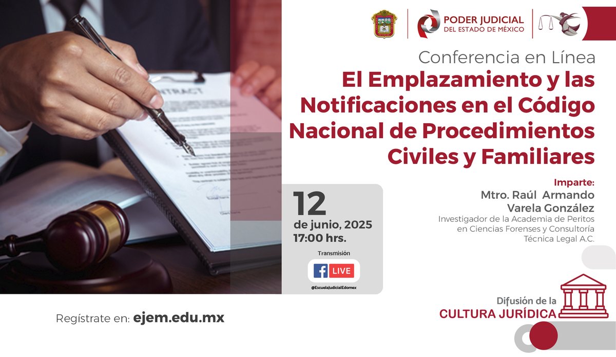 Te esperamos, regístrate aquí: siejem.pjedomex.gob.mx/siejem/View/Pa…

#EscuelaJudicialCapacitarParaServir #EnseñamosLaJusticia #EnUnidadParaServir
#difusióndelaculturajurídica