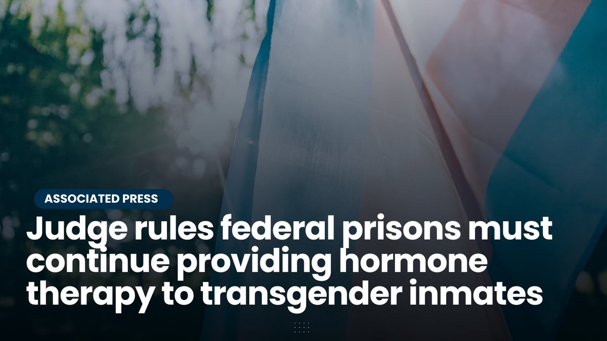 ABA Section of Civil Rights and Social Justice (@aba_crsj) on Twitter photo A federal judge ruled that the Bureau of Prisons must continue hormone therapy and social accommodations for transgender inmates after Trump's executive order disrupted treatment. 
📰 Read the Associated Press article ➡️ ow.ly/wcu850W3EfR A federal judge ruled that the Bureau of Prisons must continue hormone therapy and social accommodations for transgender inmates after Trump's executive order disrupted treatment. 
📰 Read the Associated Press article ➡️ ow.ly/wcu850W3EfR