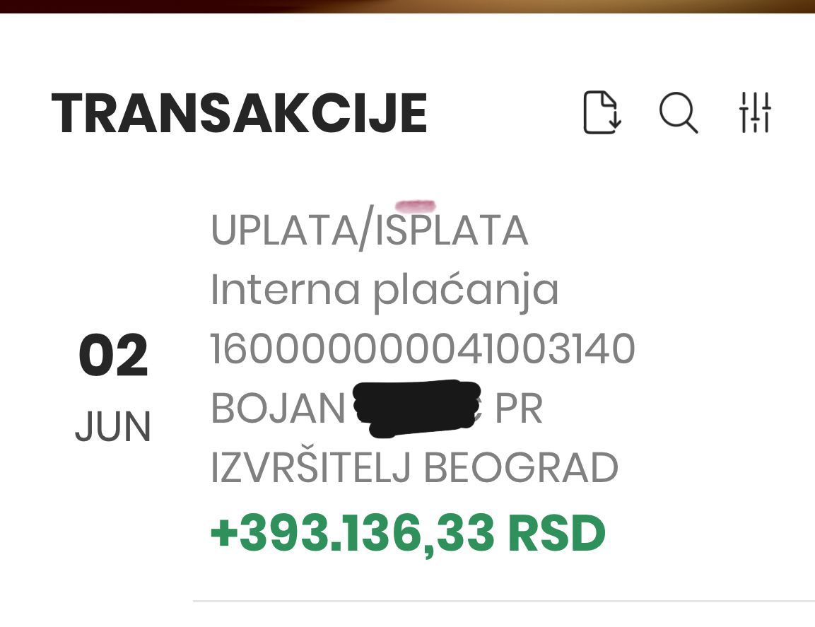 Gospođo Brnabić, 
Još niste naučili da ja ne lažem. Niste platili sami nego Vam je izvršitelj skinuo sa računa novac za presudu, plus sudske troškove, što se jasno vidi.
Ali to nije važno, važno je da su pare prebačene deci.
Pozivam Vas da iskoristite uticaj koji imate i