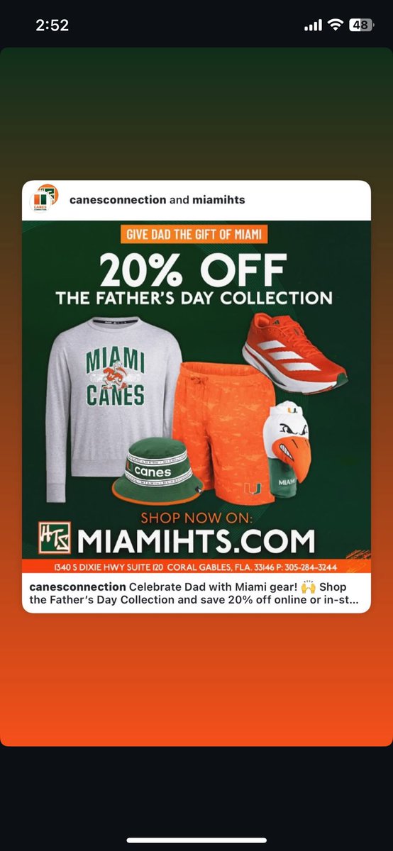 Celebrate Dad with Miami gear! 🙌 Shop the Father's Day Collection and save 20% off online or in-store now! 
miamihts.com/collections/fa…