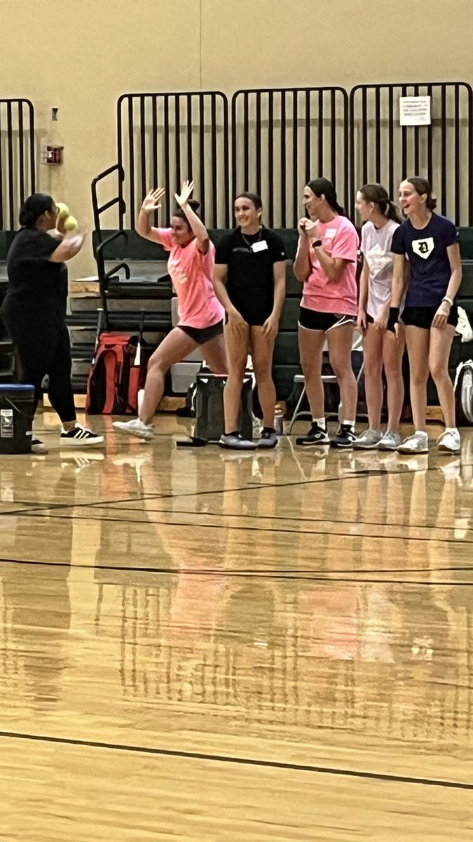 LSW_Softball's tweet image. When it pours outside the Hawks hit the gym for indoor fun. Hadley Madson scores the tying run to force extra inning then Tesni Lashley takes 1 over the brown monster in left for the win for the 10-11th graders over the 9-12 grade.
