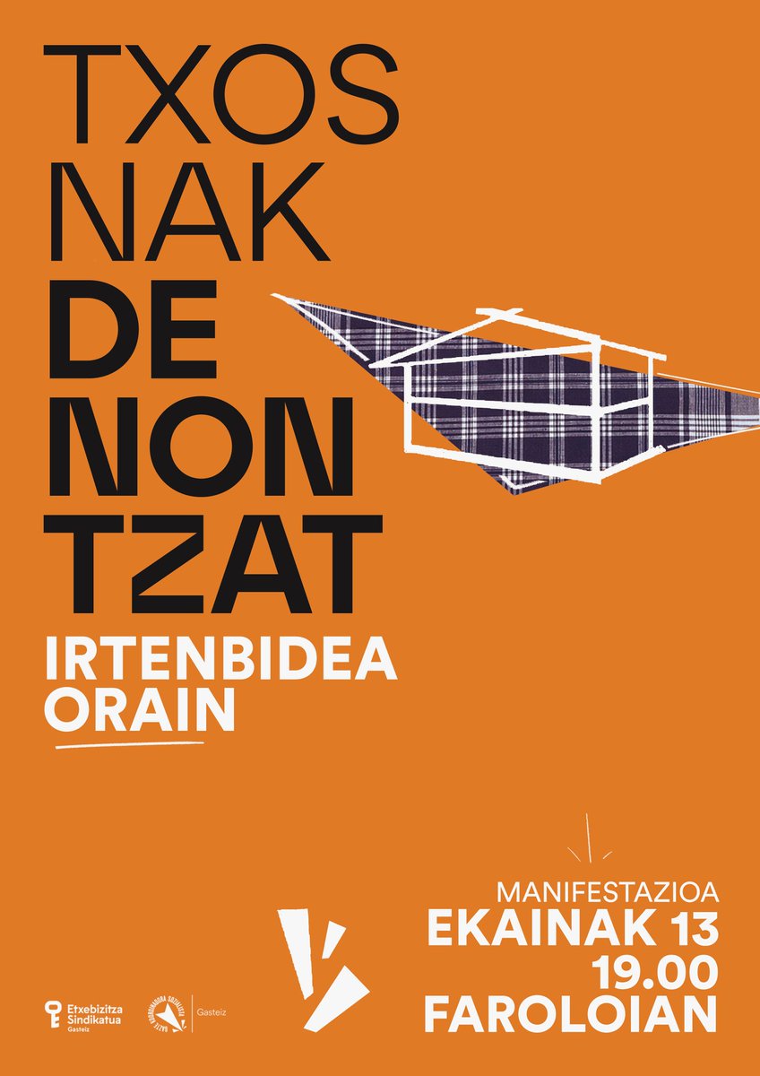 Aurten ere Gasteizko Txosnetan txosna jartzeko aukera ukatu digute Gasteizko GKS eta Etxebizitza Sindikatuari. Honen aurrean, irtenbidearen alde mobilizatzera deitzen dugu.

📆Ekainak 13
⌚19:00
📌Faroloian

Txosnak denontzat, irtenbidea orain!