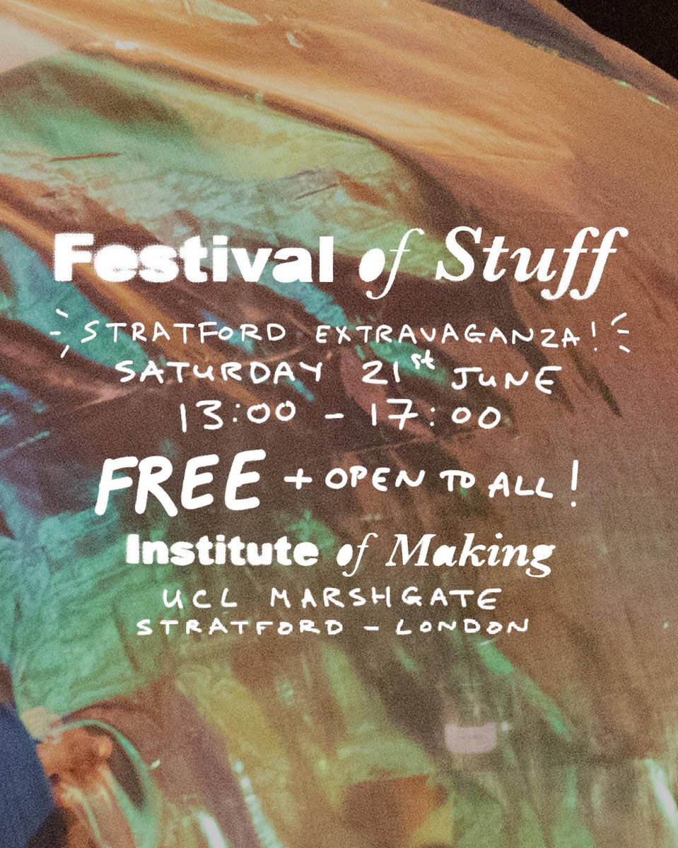 zoelaughlin's tweet image. Roll up, roll up!
Our Festival of Stuff Extravaganza @of_Making is taking place on Sat 21st Jun, 1-5pm. Free & open to all, whatever the weather. From hovercraft and hot air balloons to DIY screen printing and paddling pools of pizza dough. Roll up your sleeves and dive in!