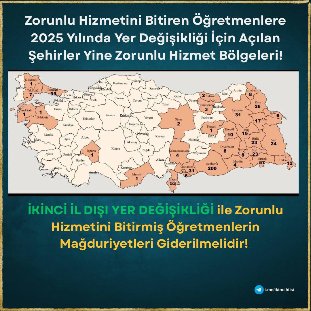Bu harita her şeyi özetliyor. Açın bütün kontenjanları #HazirandaikinciilDısıSart
<a href="/Yusuf__Tekin/">Yusuf Tekin</a>
<a href="/mebpgm/">Personel Genel Müdürlüğü</a> <a href="/Nihal_Albayrak_/">Nihal ALBAYRAK</a>  <a href="/oguzozat/">Oğuz ÖZAT</a> <a href="/_aliyalcin_/">Ali YALÇIN</a> <a href="/TalipGeylan06/">Talip Geylan</a> <a href="/TRogretmen/">Öğretmen TR 🇹🇷</a> <a href="/kademozbay_/">Kadem Özbay</a> <a href="/leventkuruoglu/">Levent Kuruoğlu</a> <a href="/tcmeb/">Millî Eğitim Bakanlığı</a> <a href="/egitimis/">Eğitim-İş</a> <a href="/HurEgitimSen/">Hürriyetçi Eğitim Sen Genel Merkezi</a> <a href="/egitimsen/">Eğitim Sen</a> <a href="/edipuzen/">Edip Üzen</a>