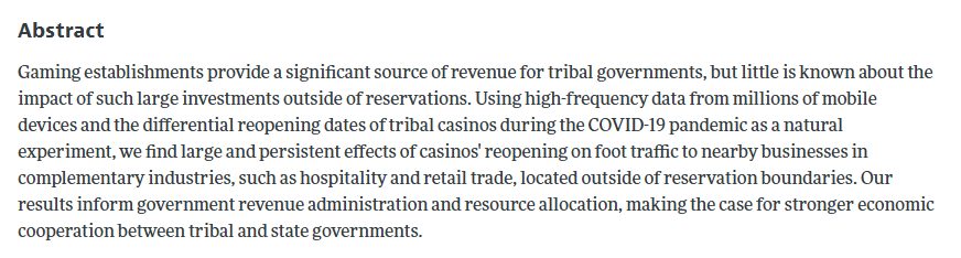 SIPA SusDev (@sipasusdev) on Twitter photo "Agglomeration Spillovers from Native Nations: Evidence from Casino Reopenings." Research by <a href="/ColumbiaSIPA/">Columbia | SIPA</a> PhD alum Alice Tianbo Zhang. aeaweb.org/articles?id=10… "Agglomeration Spillovers from Native Nations: Evidence from Casino Reopenings." Research by <a href="/ColumbiaSIPA/">Columbia | SIPA</a> PhD alum Alice Tianbo Zhang. aeaweb.org/articles?id=10…