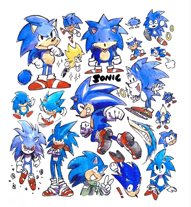 Sonic dibujado de memoria. ¿Cuál de estos les gusta más?