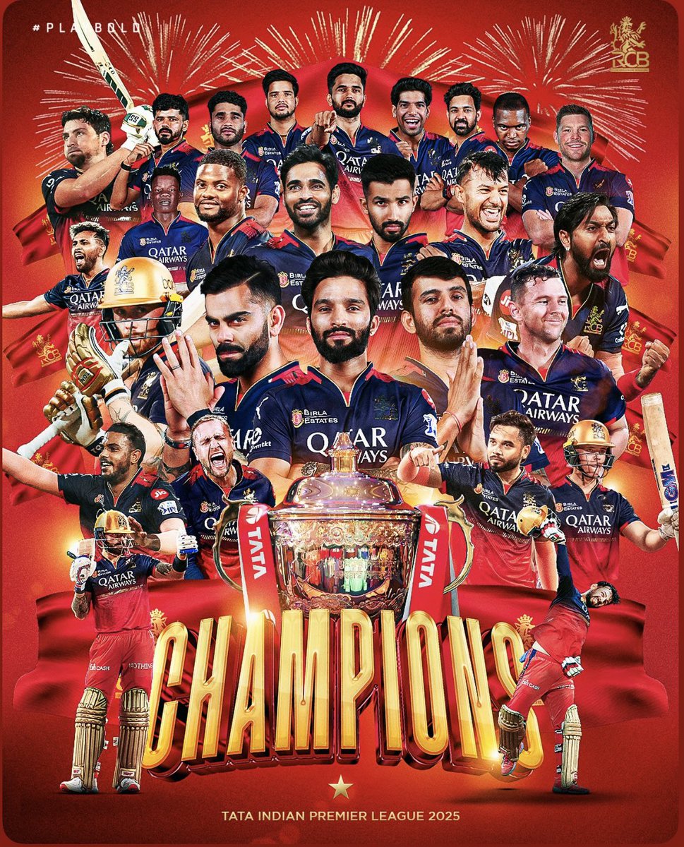 cryptobyaksh's tweet image. 🏆 After 17 long years of hope, heartbreak, and hustle — RCB FINALLY LIFTS THE IPL TROPHY! 🔥
This one’s for the fans who never gave up.
Ee Sala Cup Namde is no longer a dream — it’s REAL! ❤️💛
#RCB #IPL2025 #Champions #EeSalaCupNamdu #RCBWin 🏏🔥