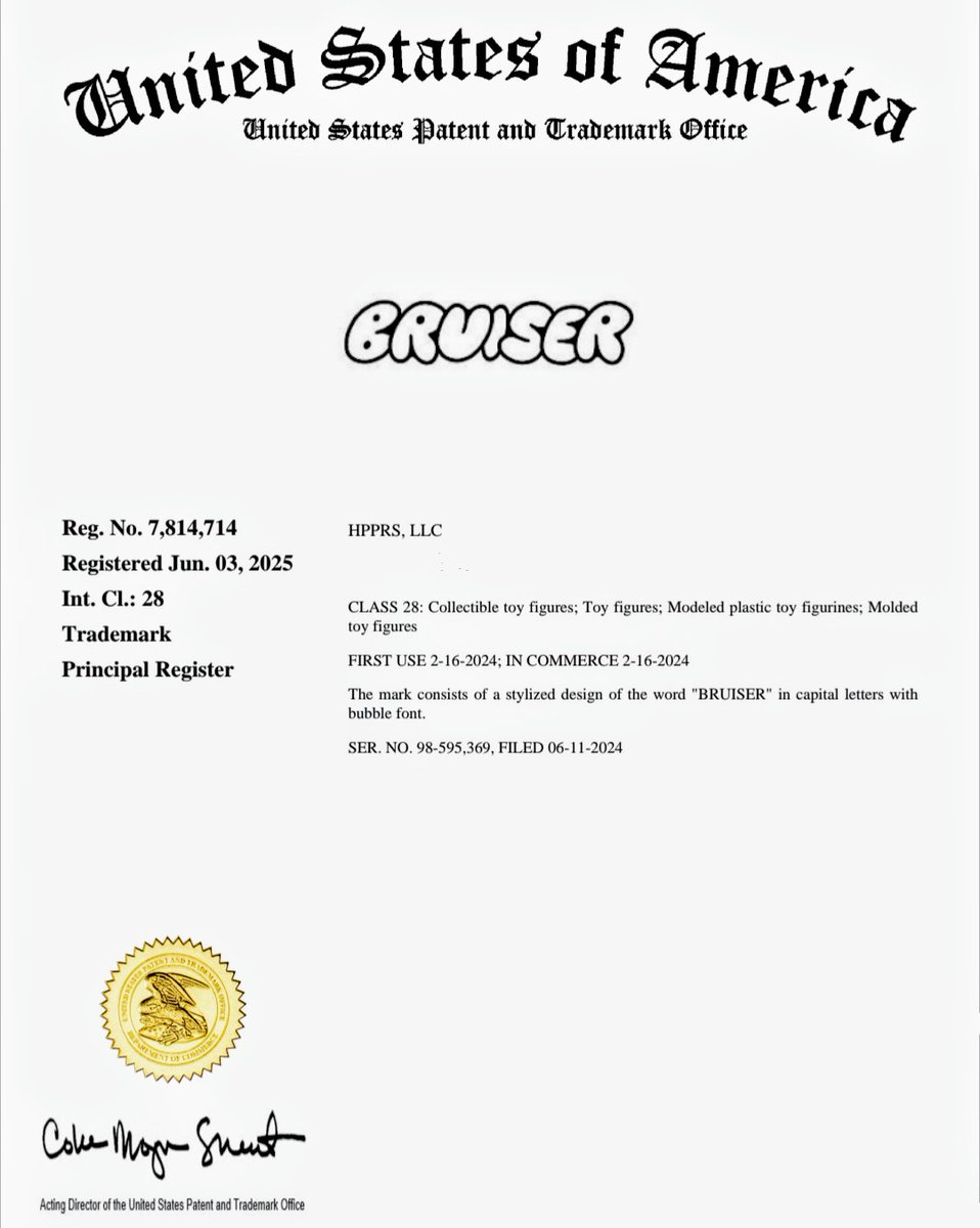 sh3k1n4h (@sh3k1n4h) on Twitter photo Just secured trademark registration for @BruiserBrand โ a digital-to-physical toy brand by <a href="/HPPRSWRLDWDE/">HPPRS ๐ฅ</a> and visionary artist @Shakkablood. Proud to support creators protecting their IP and building bold new worlds. ๐ก๏ธ๐จ๐งธ Just secured trademark registration for @BruiserBrand โ a digital-to-physical toy brand by <a href="/HPPRSWRLDWDE/">HPPRS ๐ฅ</a> and visionary artist @Shakkablood. Proud to support creators protecting their IP and building bold new worlds. ๐ก๏ธ๐จ๐งธ
