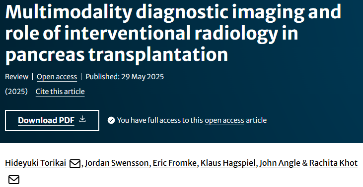 RachitaKhot's tweet photo. Excited to share our manuscript on pancreas transplant imaging. Kudos to fellow Yuki for taking the lead!
https://t.co/6cy0sVUE7i
Yuki Torikai @Fritz_Angle @EricFromke @IURadiology Jordan Swensson @UVARadiology @RadGeek @Abdominal_Rad https://t.co/venlnVuEg9