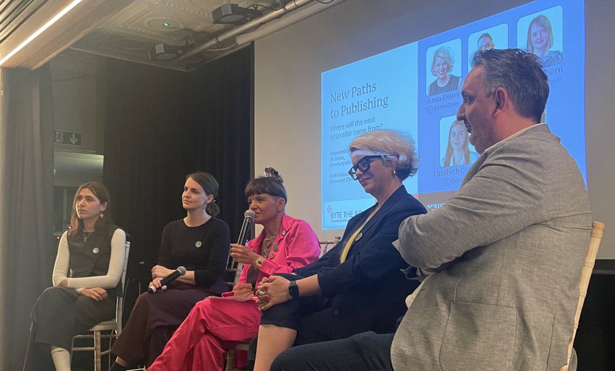 BytetheBook's tweet photo. @simonschusterUK @ejcounsell @NorthbankTalent @AnnaDisley @NewWritingNorth @ashillova @Libraro_ @pollyosborn @libraro And that’s it for our incredible panel! 🤩
Thank you to our great chair, Justine & our incredible #NewPaths panelists for sharing their expert insights & expertise on the future of publishing through the lens of emerging technology, creative experimentation and evolving models. https://t.co/dN4c2OsNrW