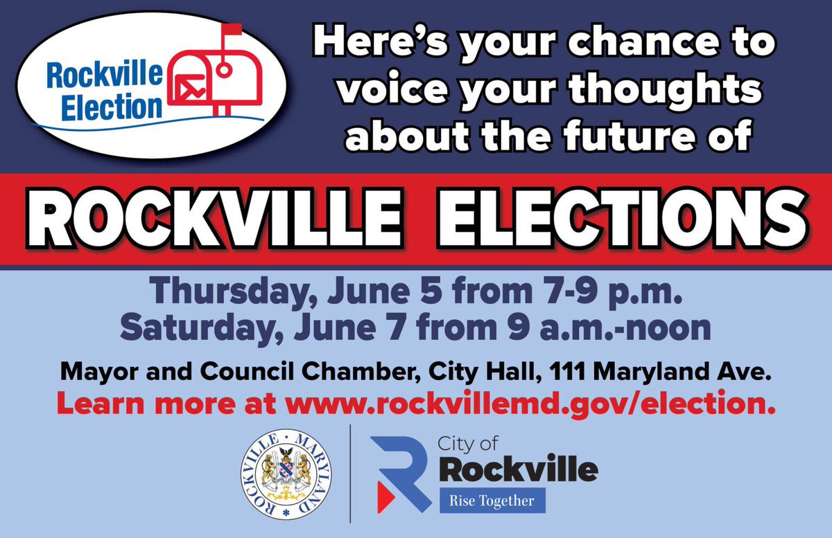 rcvformaryland's tweet image. Share why Rockville should adopt #rankedchoicevoting at the community engagement sessions on June 5 and June 7.
After the session on June 7 we will be hosting a #majorityrules film screening at 2:30 pm. Light refreshments will be provided. rcvmd.org/majority_rules…