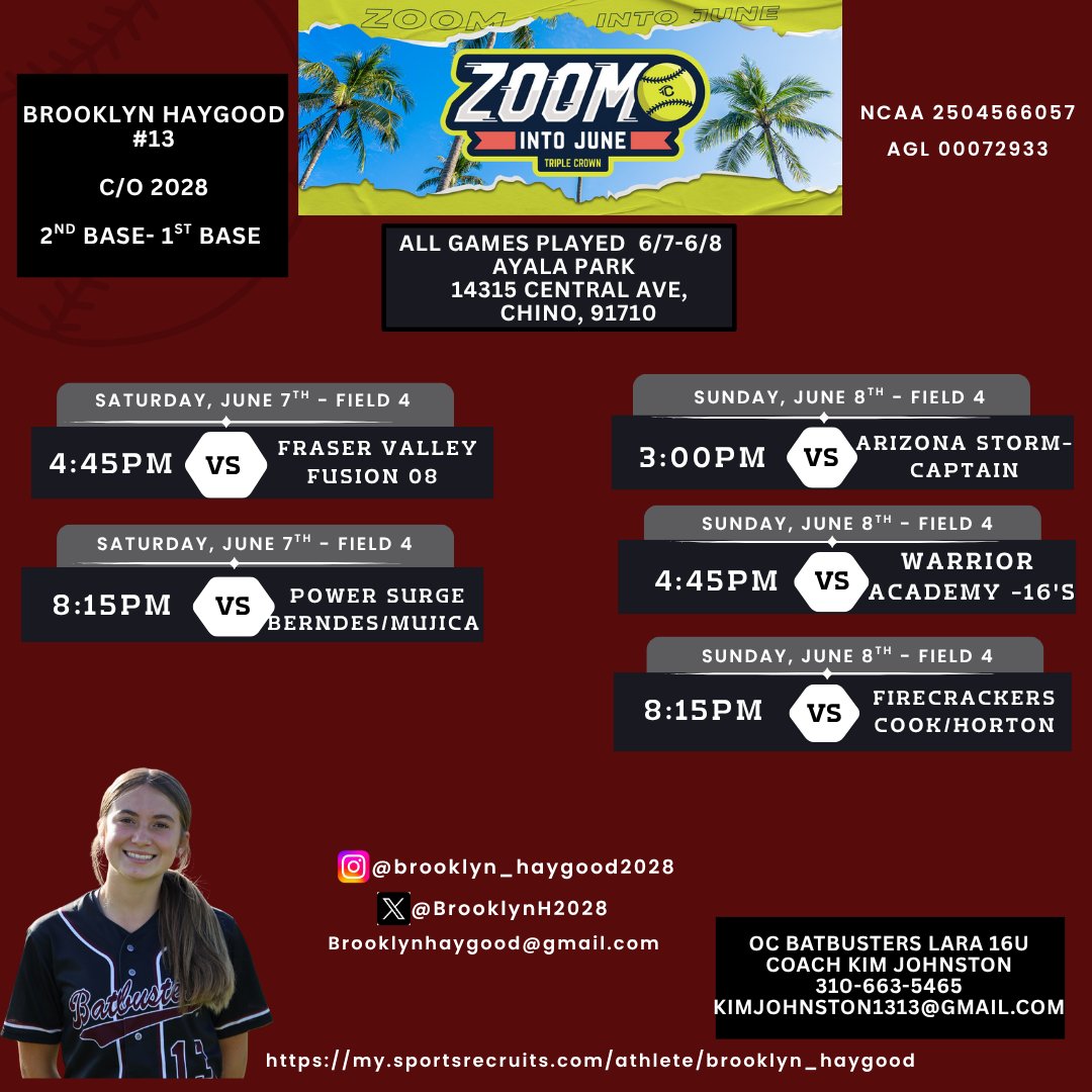BrooklynH2028's tweet photo. SUMMER STARTS THIS WEEKEND!!! Come check us out, I'd love to introduce myself!!! OC Batbusters Lara 16U
@OcbatbustersL @Lifesapitch13 @mvargas11247 https://t.co/CxZbikZ5bh