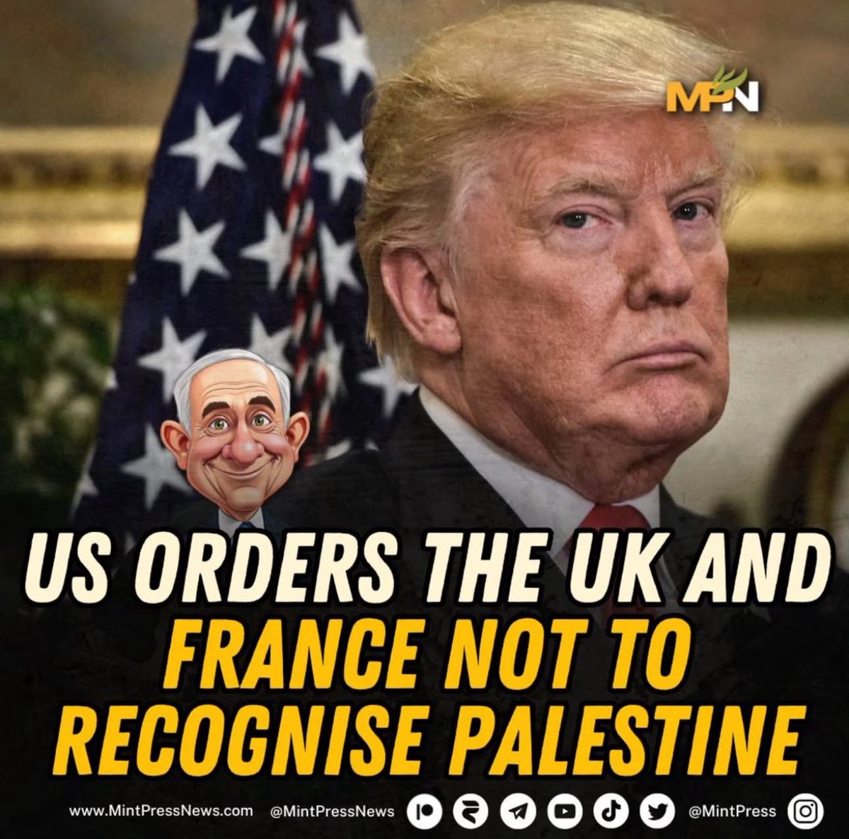 Now UK and France HAVE to Recognize or they look weak

Why does Trump think he can control the world?