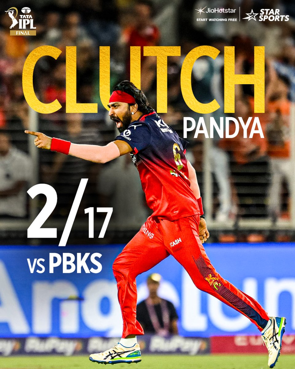 𝐂𝐥𝐮𝐭𝐜𝐡 𝐊𝐫𝐮𝐧𝐚𝐥. 🤩 

#RCBvPBKS #IPLOnJioStar #IPL2025 #IPLFinals